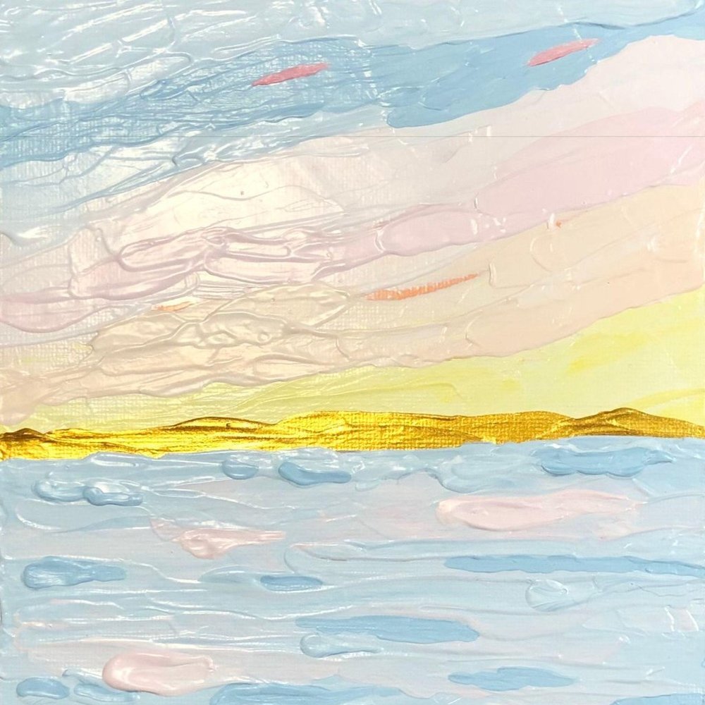 Cotton Candy Days 6 x 6 Acrylic Painting, Signed